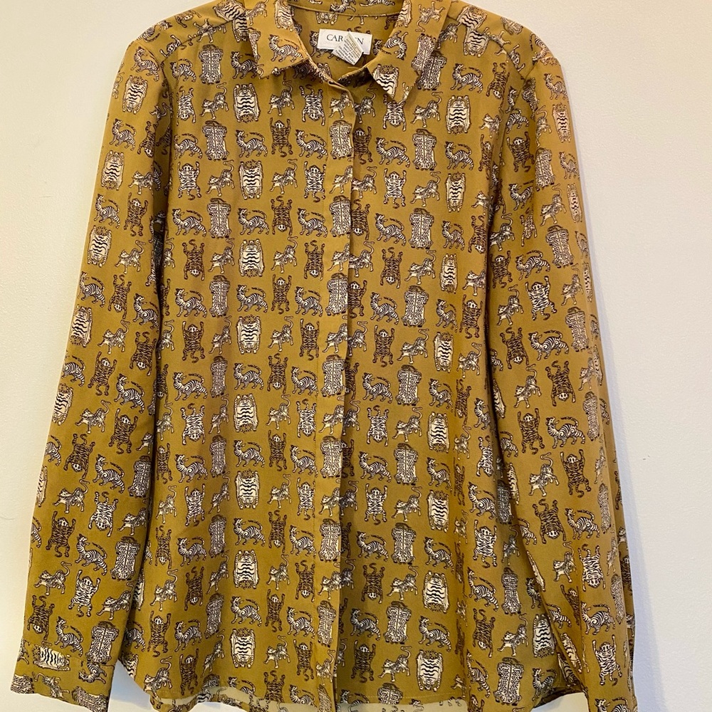 Funky Olive Button Up Blouse